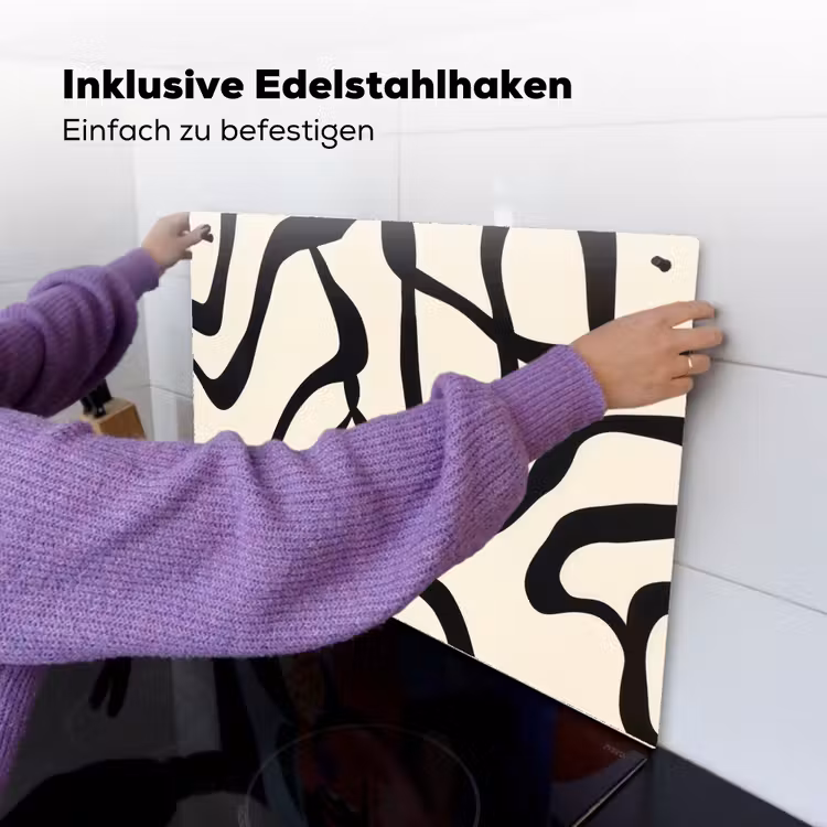 Abstract - Lijnen - Modern - Beige Inductie beschemer met haakjes klein -ky-ophangen-de