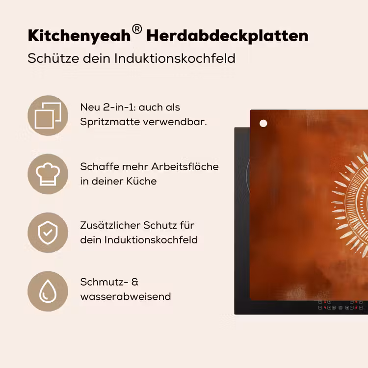 Abstract - Lijnen - Zonnestralen - Roodbruin Inductie beschemer met haakjes klein -ky-usp-de