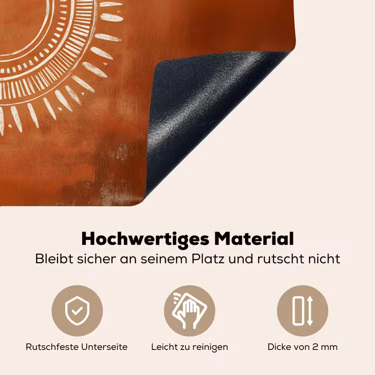 Abstract - Lijnen - Zonnestralen - Roodbruin Inductie beschemer met haakjes klein -ky-onderkant-de