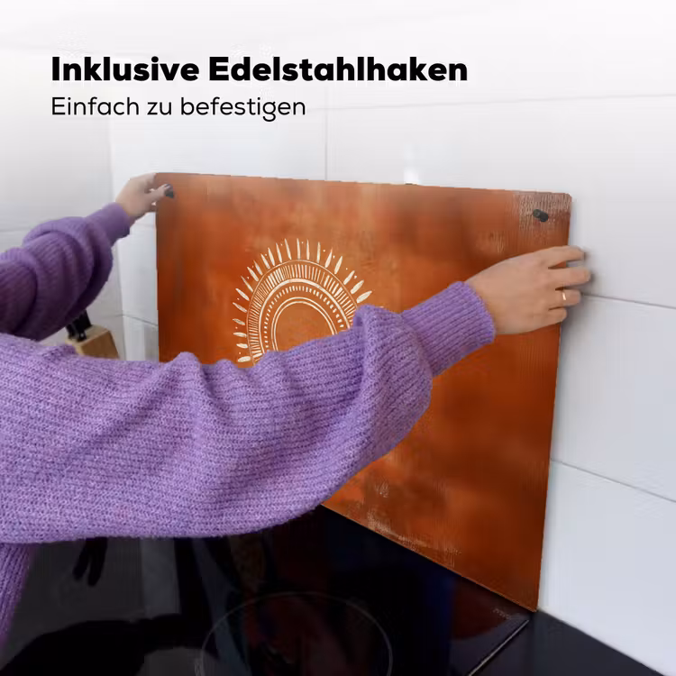 Abstract - Lijnen - Zonnestralen - Roodbruin Inductie beschemer met haakjes klein -ky-ophangen-de