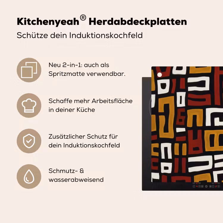 Abstract - Patroon - Rood Inductie beschemer met haakjes klein -ky-usp-de