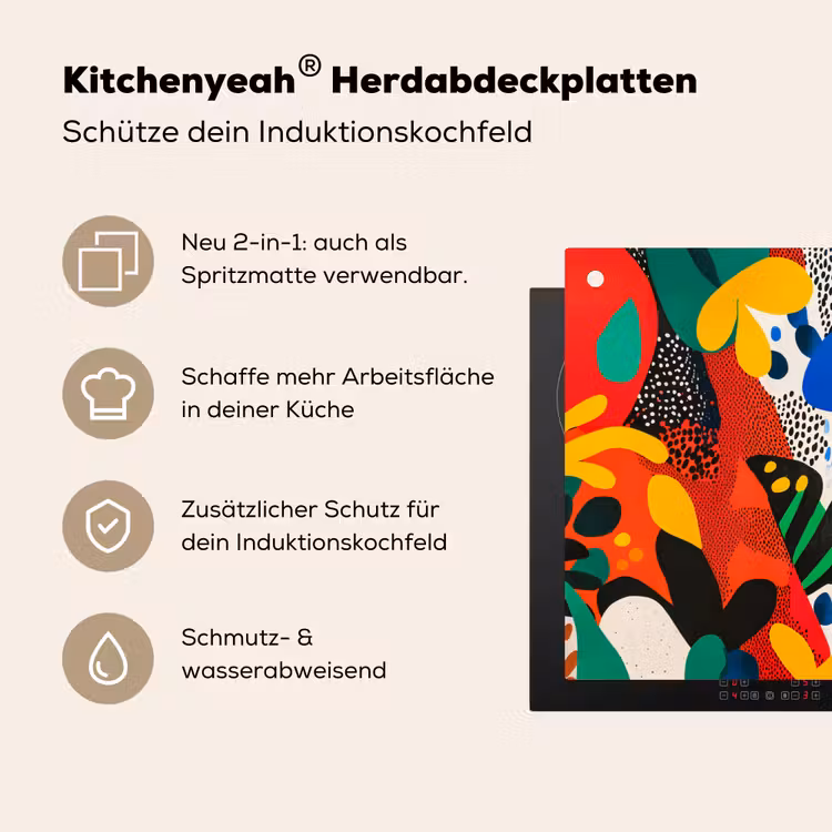 Abstract - Planten - Vormen - Kleurrijk Inductie beschemer met haakjes klein -ky-usp-de