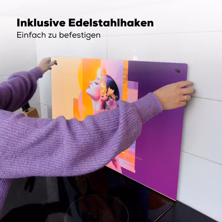 Abstract - Portret - Vrouw - Kleurrijk Inductie beschemer met haakjes klein -ky-ophangen-de