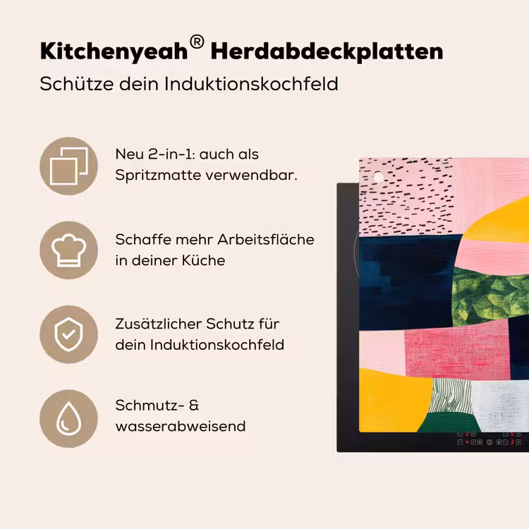 Abstract - Roze - Lappen - Vormen - Geel Inductie beschemer met haakjes klein -ky-usp-de