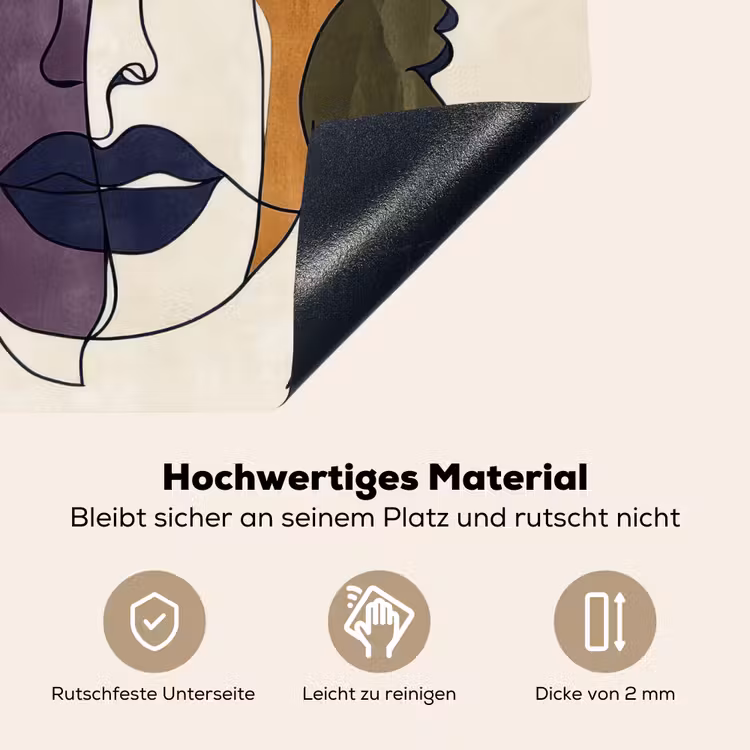Abstract - Overlappende gezichten - Paars - Donkergroen Inductie beschemer met haakjes middel -ky-onderkant-de