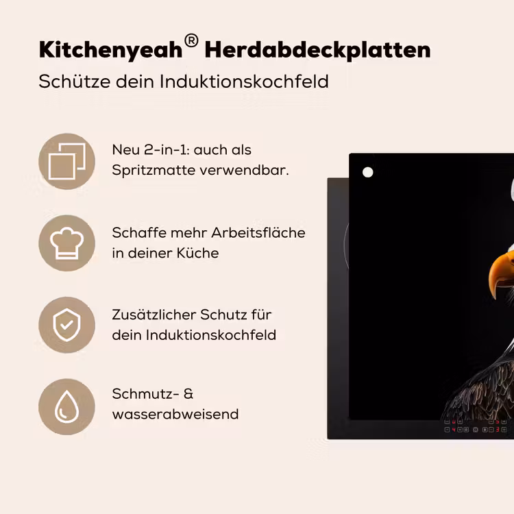 Arend -Amerika - Koksmuts - Vogel - Stoer Inductie beschemer met haakjes klein -ky-usp-de