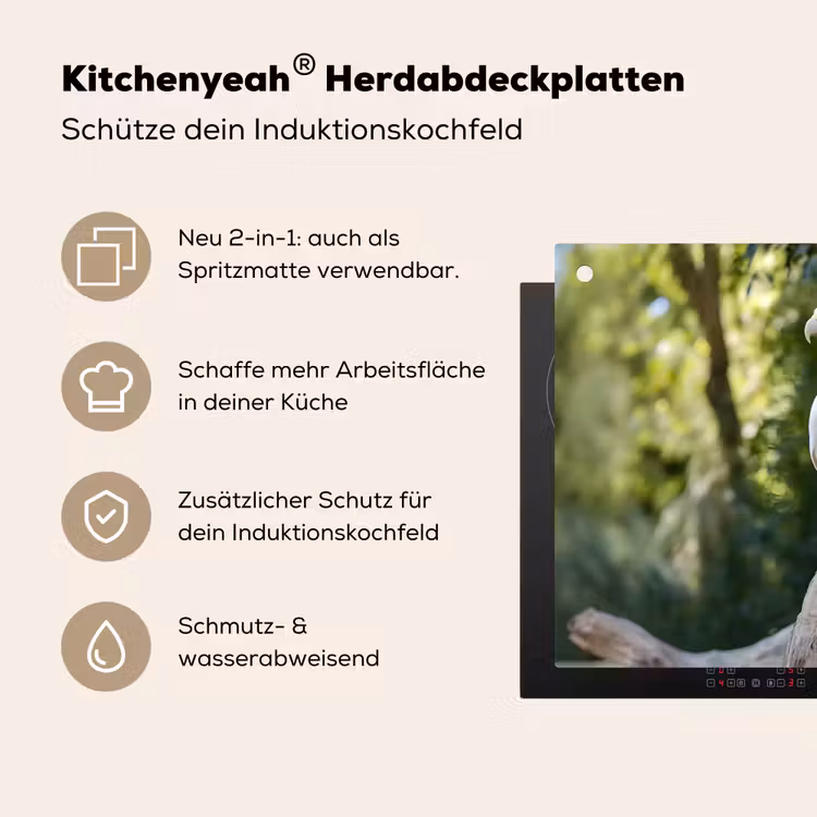 Arend - Hout - Wit - Planten Inductie beschemer met haakjes klein -ky-usp-de