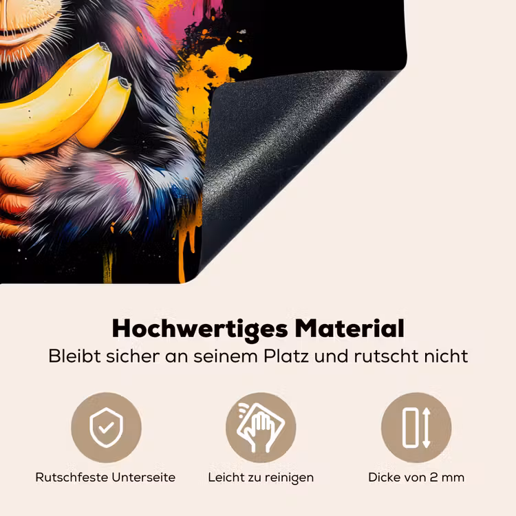 Aap - Graffiti - Kleurrijk - Bananen - Modern Inductie beschemer met haakjes klein -ky-onderkant-de