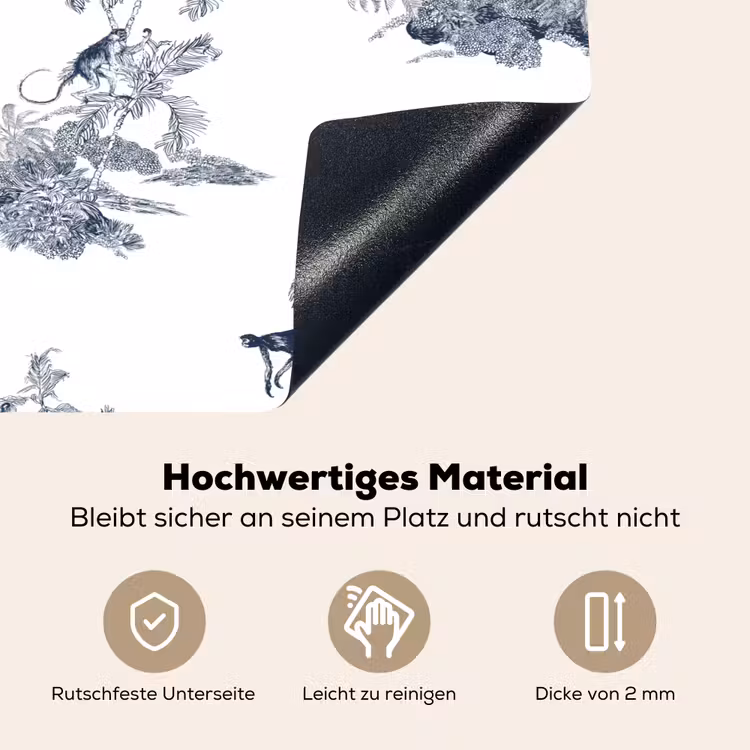 Aap - Palmboom - Blauw Inductie beschemer met haakjes klein 777 -ky-onderkant-de