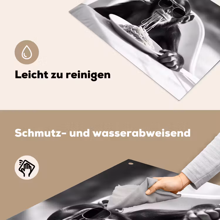 Aap - Spaghetti - Zonnebril - Zwart wit - Cool - Dier Inductie beschemer met haakjes klein -ky-schoon-de