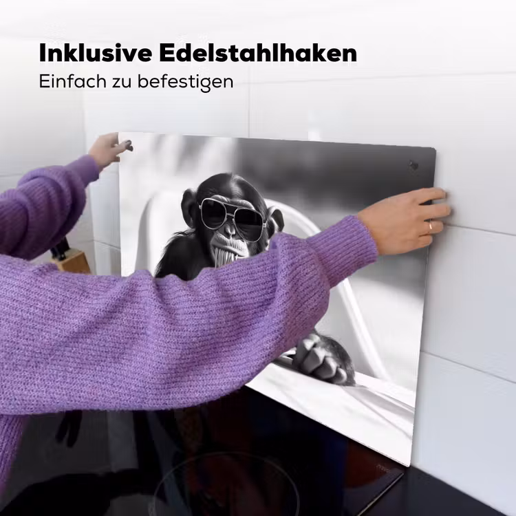 Aap - Spaghetti - Zonnebril - Zwart wit - Cool - Dier Inductie beschemer met haakjes klein -ky-ophangen-de