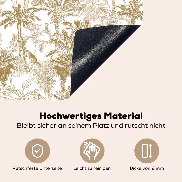 Apen - Jungle - Abstract - Beige Inductie beschemer met haakjes klein 777 -ky-onderkant-de