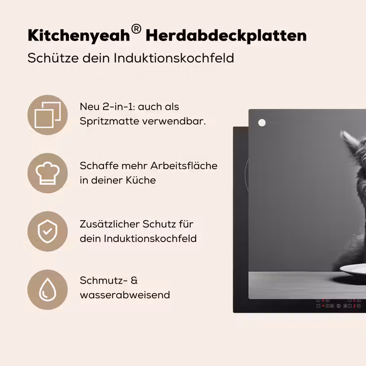 Alpaca - Pasta - Zwart - Wit - Grappig - Dieren Inductie beschemer met haakjes klein -ky-usp-de