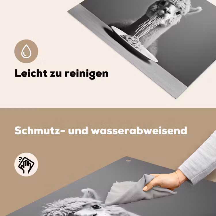 Alpaca - Pasta - Zwart - Wit - Grappig - Dieren Inductie beschemer met haakjes klein -ky-schoon-de