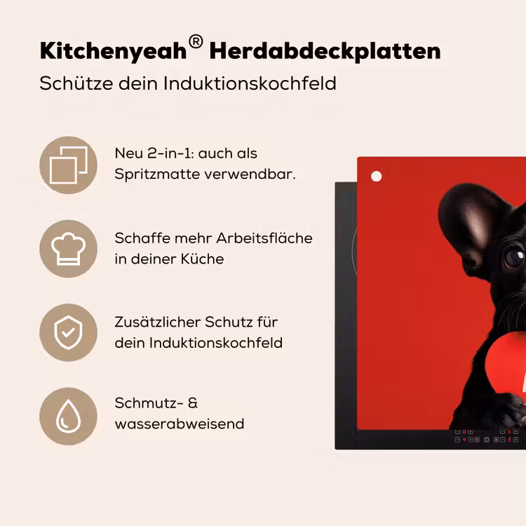 Amor - Hond  - Hartje - Rood Inductie beschemer met haakjes klein -ky-usp-de