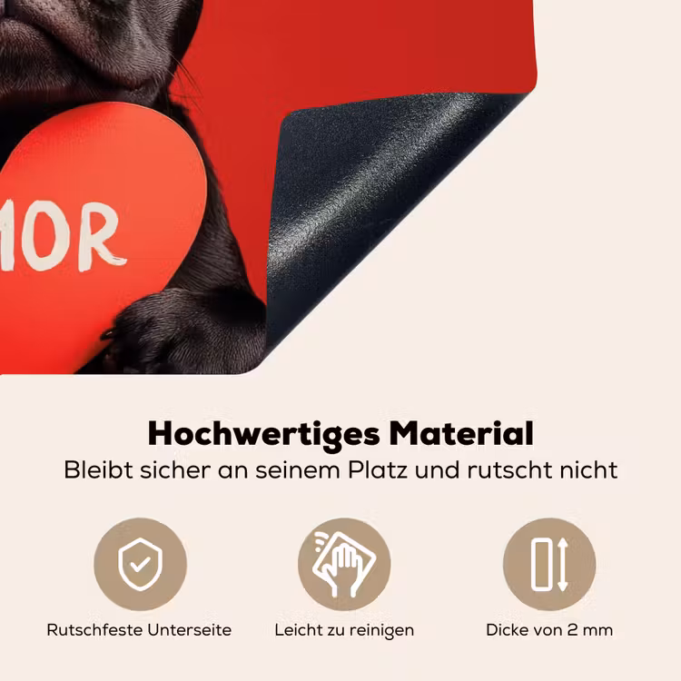 Amor - Hond  - Hartje - Rood Inductie beschemer met haakjes klein -ky-onderkant-de