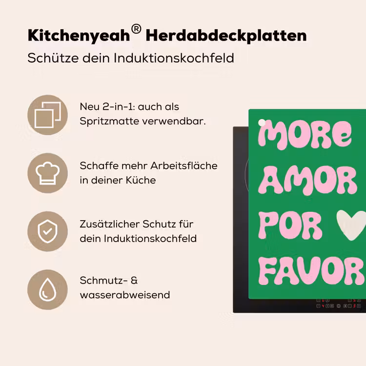 Amor - Valentijn - Groen - Tekst Inductie beschemer met haakjes klein -ky-usp-de