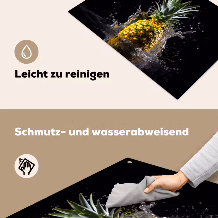 Ananas - Fruit - Water - Planten - Zwart Inductie beschemer met haakjes klein -ky-schoon-de