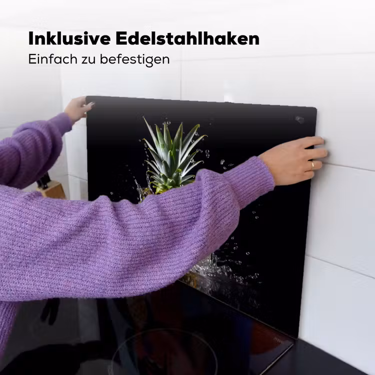 Ananas - Fruit - Water - Planten - Zwart Inductie beschemer met haakjes klein -ky-ophangen-de