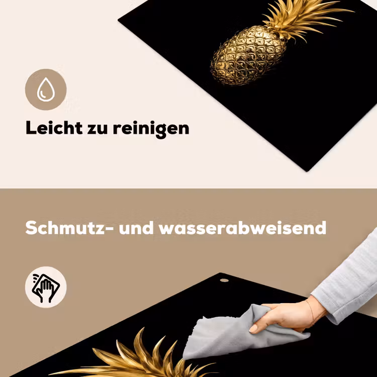 Ananas - Zwart - Goud - Luxe Inductie beschemer met haakjes klein -ky-schoon-de