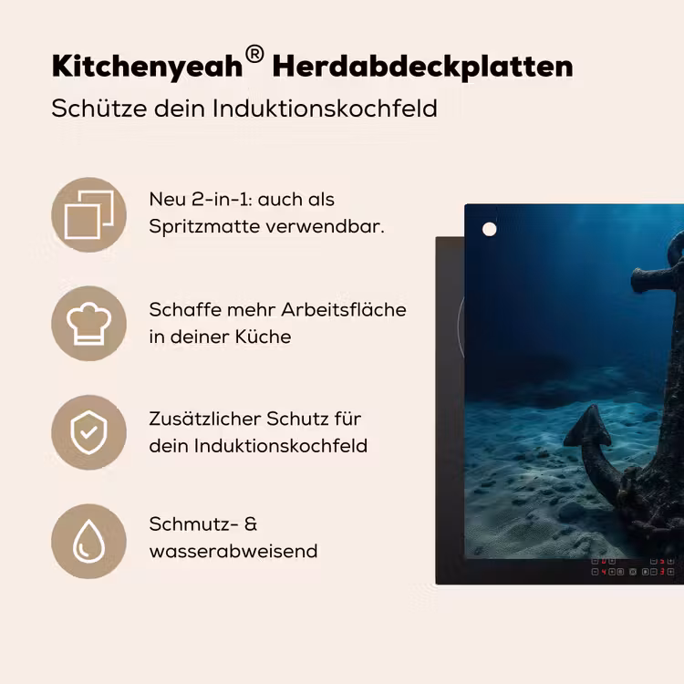 Anker - Ijzer - Zeebodem - Zand Inductie beschemer met haakjes middel -ky-usp-de