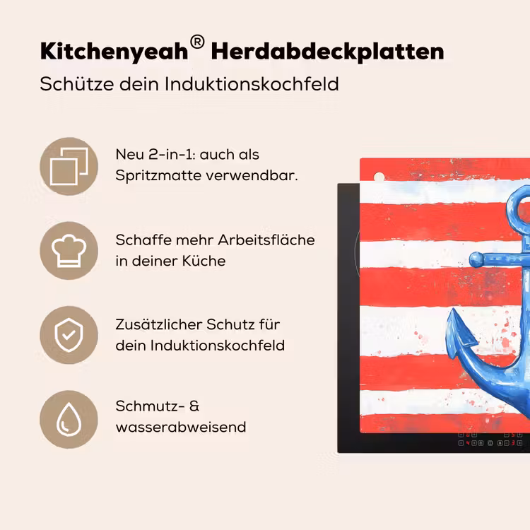 Anker - Verfspatten - Rood - Blauw Inductie beschemer met haakjes middel -ky-usp-de