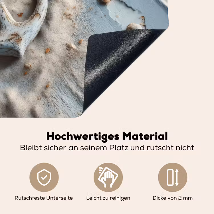 Anker - Hout - Schelpen - Zand Inductie beschemer met haakjes middel -ky-onderkant-de