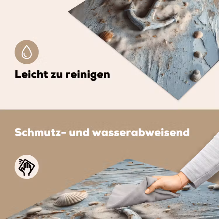 Anker - Hout - Schelpen - Zand Inductie beschemer met haakjes middel -ky-schoon-de
