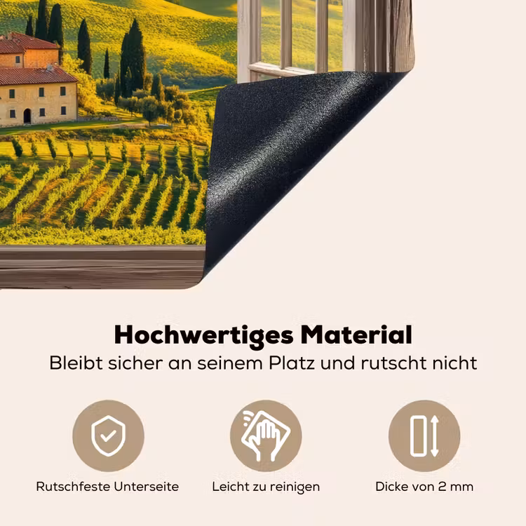 Doorkijk - Toscane - Uitzicht - Landschap - Zomer Inductie beschemer met haakjes klein -ky-onderkant-de