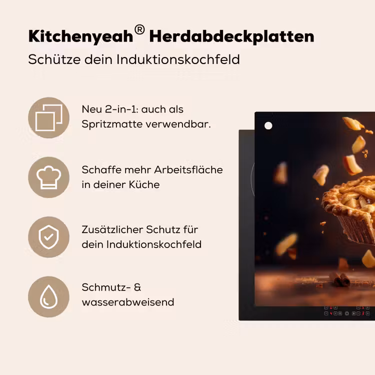 Appel - Taart - Warm - Eten Inductie beschemer met haakjes klein -ky-usp-de