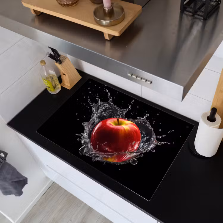 Appel - Rood - Water - Zwart - Fruit Inductie beschemer met haakjes klein -sfeer1