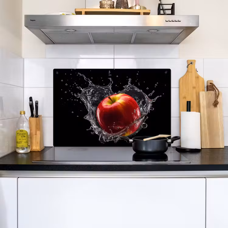 Appel - Rood - Water - Zwart - Fruit Inductie beschemer met haakjes klein -sfeer2