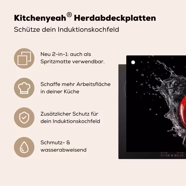Appel - Rood - Water - Zwart - Fruit Inductie beschemer met haakjes klein -ky-usp-de