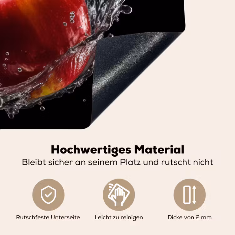 Appel - Rood - Water - Zwart - Fruit Inductie beschemer met haakjes klein -ky-onderkant-de