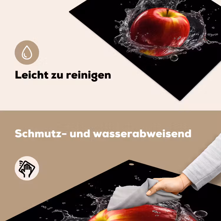 Appel - Rood - Water - Zwart - Fruit Inductie beschemer met haakjes klein -ky-schoon-de