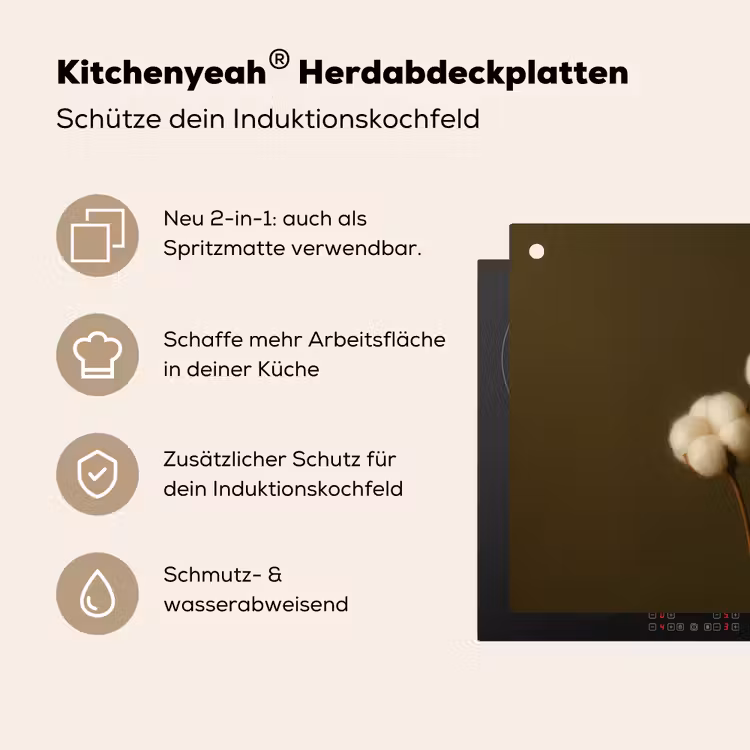 Takken - Katoen - Wit - Bollen Inductie beschemer met haakjes middel -ky-usp-de