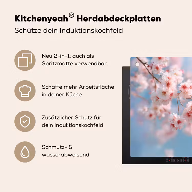 Takken - Bloesems - Roze Inductie beschemer met haakjes middel -ky-usp-de