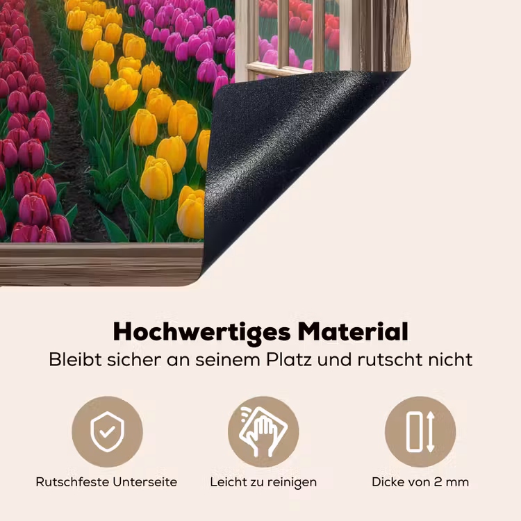 Doorkijk - Bloemen - Tulpen - Kleurrijk - Zonsondergang Inductie beschemer met haakjes klein -ky-onderkant-de