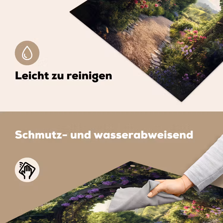 Doorkijk - Landschap - Bloemen - Tuinboog - Natuur Inductie beschemer met haakjes middel -ky-schoon-de