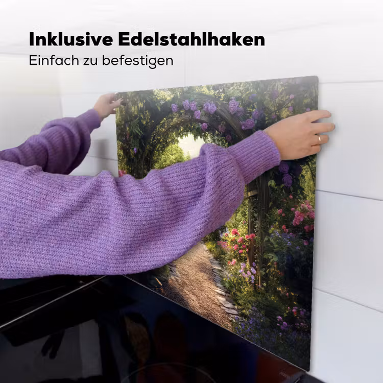 Doorkijk - Landschap - Bloemen - Tuinboog - Natuur Inductie beschemer met haakjes middel -ky-ophangen-de