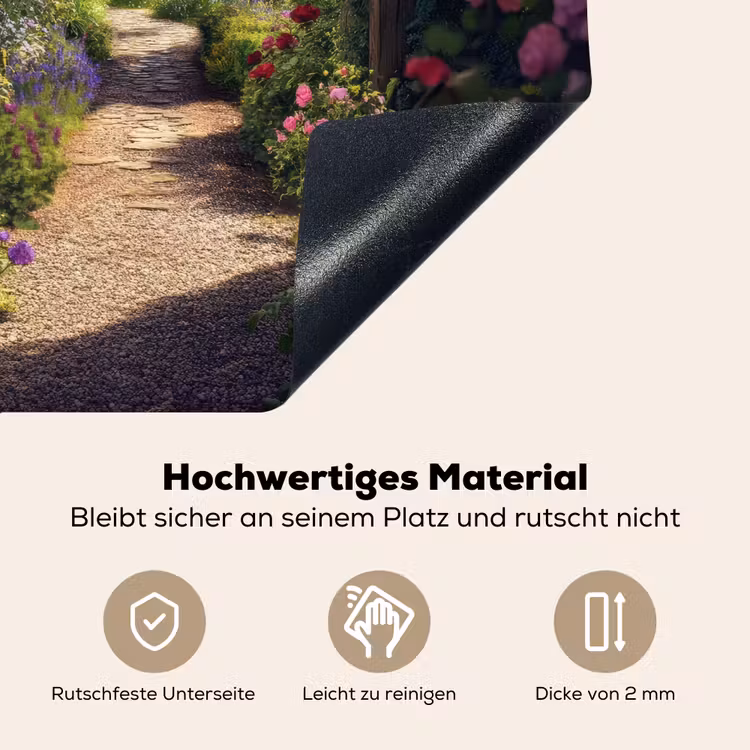 Doorkijk - Landschap - Bloemen - Rozenboog - Natuur Inductie beschemer met haakjes middel -ky-onderkant-de