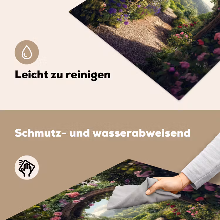 Doorkijk - Landschap - Bloemen - Rozenboog - Natuur Inductie beschemer met haakjes middel -ky-schoon-de