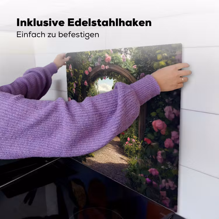 Doorkijk - Landschap - Bloemen - Rozenboog - Natuur Inductie beschemer met haakjes middel -ky-ophangen-de