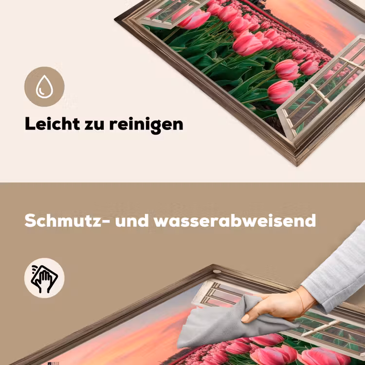 Doorkijk - Tulpen - Bloemen - Molen - Raam Inductie beschemer met haakjes klein -ky-schoon-de