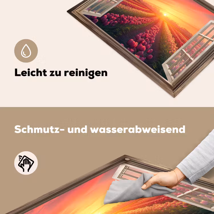 Doorkijk - Tulpen - Zonsondergang - Bloemen - Kleurrijk Inductie beschemer met haakjes klein -ky-schoon-de