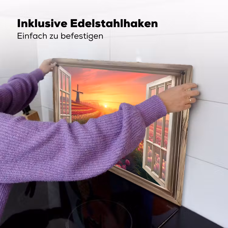 Doorkijk - Tulpen - Zonsondergang - Bloemen - Kleurrijk Inductie beschemer met haakjes klein -ky-ophangen-de