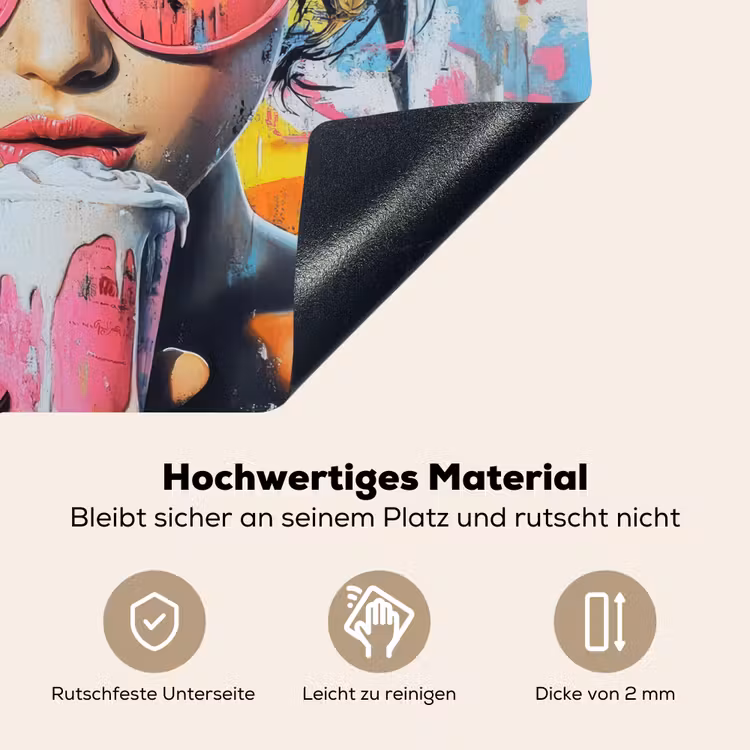 Expressief - Milkshake - Vrouw - Felle kleuren Inductie beschemer met haakjes middel -ky-onderkant-de
