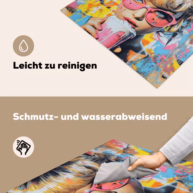Expressief - Milkshake - Vrouw - Felle kleuren Inductie beschemer met haakjes middel -ky-schoon-de