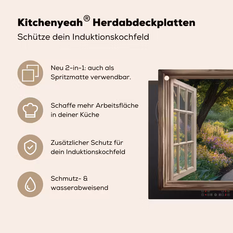 Doorkijk - Bloemen - Natuur - Zon - Pad Inductie beschemer met haakjes klein -ky-usp-de