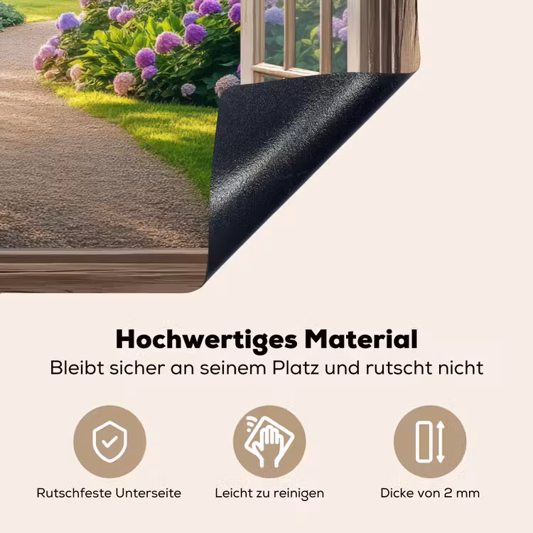 Doorkijk - Tuin - Raam - Hortensia - Bloemen Inductie beschemer met haakjes klein -ky-onderkant-de